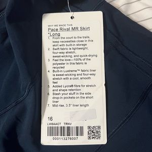 Lululemon Pace Skirt Long. Never been worn still has the tags on it.